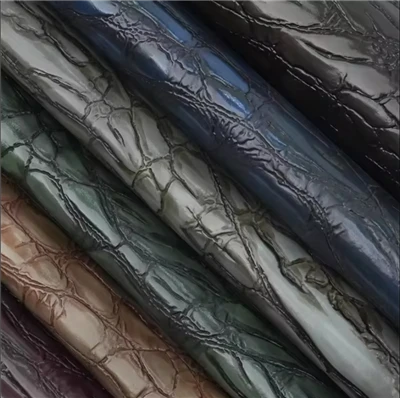 Eco-Gyfeillgar boglynnog Suede PU Deunydd Synthetig Patrwm Crocodile Faux Esgidiau Lledr